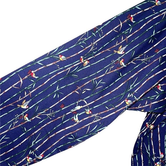 Mr. Peacock Button Front Shirt Mens Size XL Botanical Bird Print Cotton Spandex - Picture 8 of 12